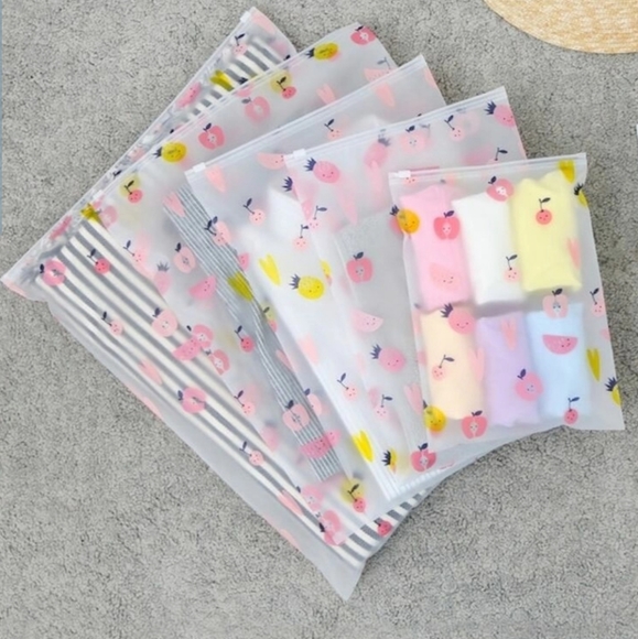 Handbags - 5pc Fruit Print Travel Storage Bags